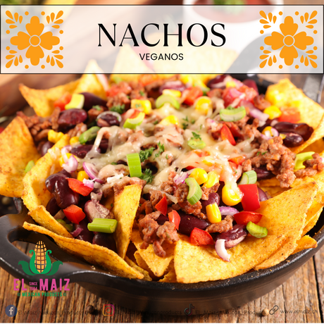 Nachos con Cochinita Pibil Vegana y Frijoles