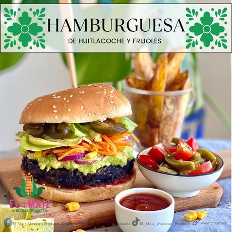 Hamburguesa de Huitlacoche y Frijoles