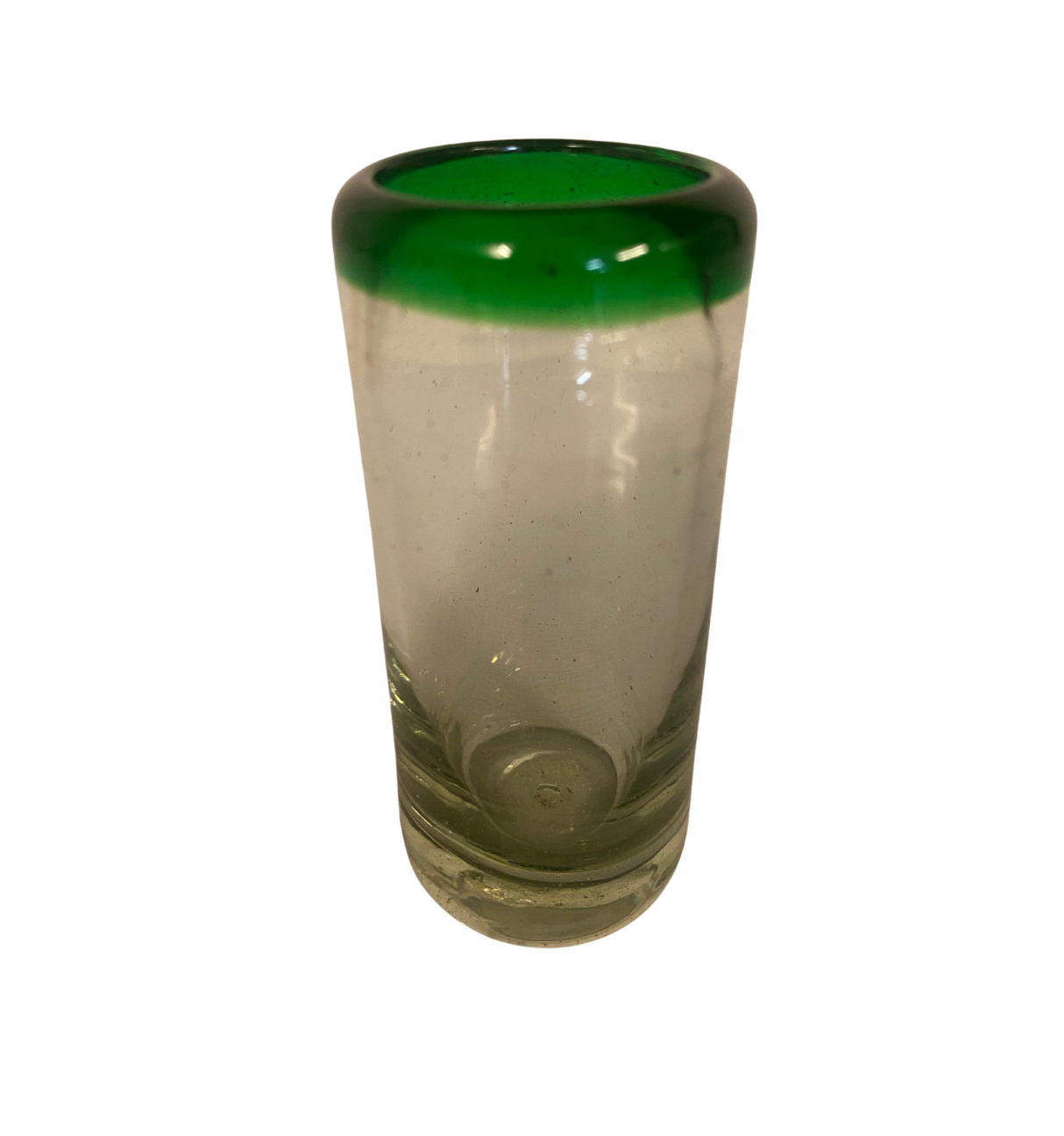 Shot Tequilero vidrio soplado orilla Verde (Pieza)