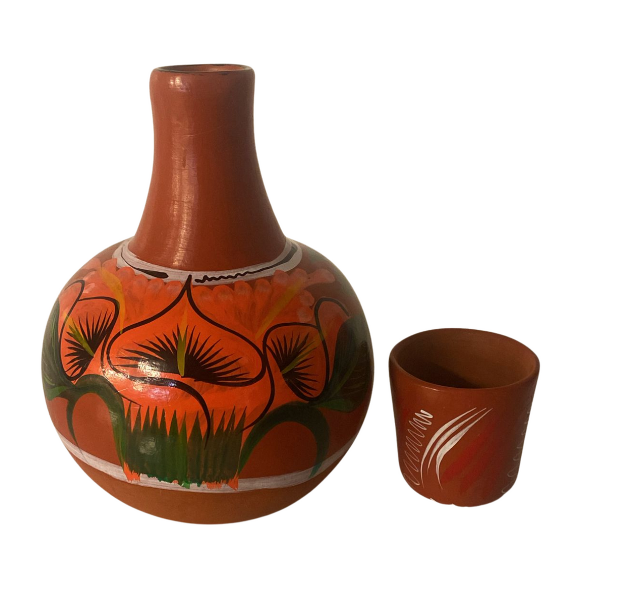 Jarron Cantarito Pintado Barro