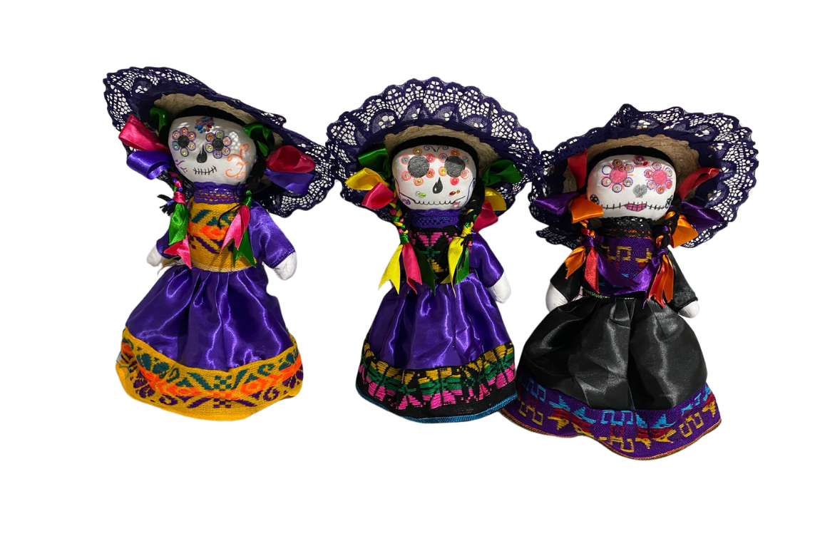 Muñeca Lele Catrina con Sombrero - Muñeca Mazahua tradicional
