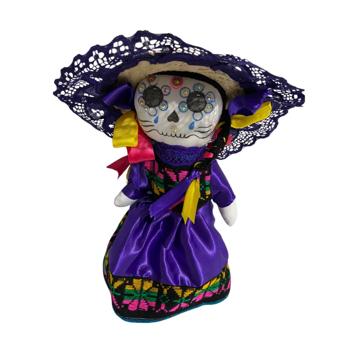 Muñeca Lele Catrina con Sombrero - Muñeca Mazahua tradicional