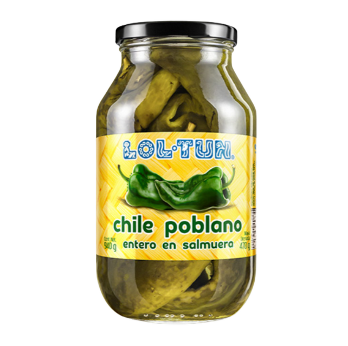 Chile Poblano Entero 940g LOL-TUN