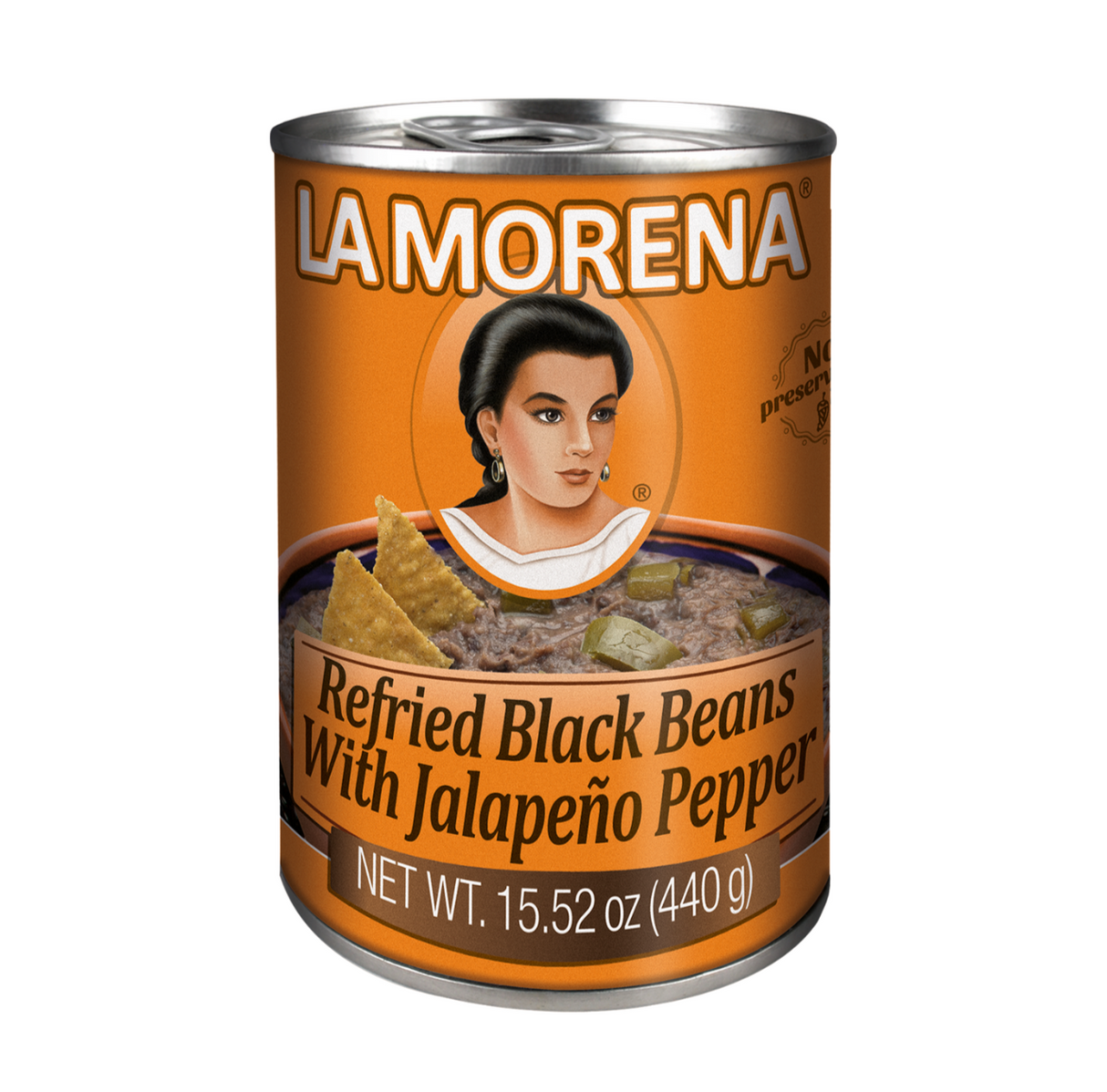Frijoles Negros Refritos con Jalapeño 440g - LA MORENA