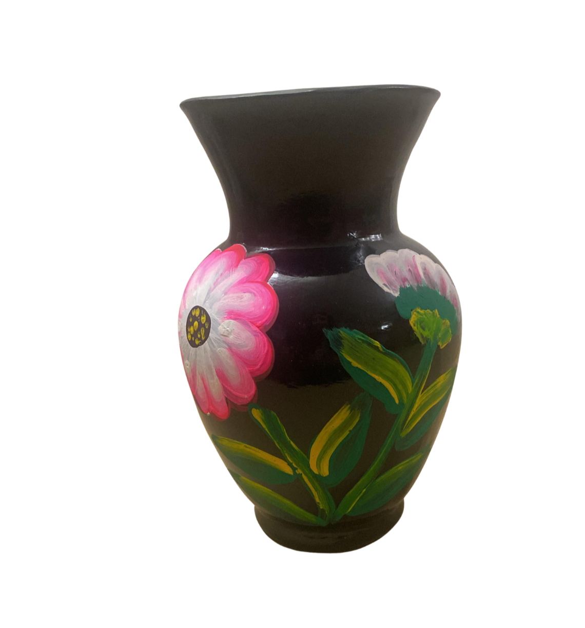 Jarron Barro Negro Flores