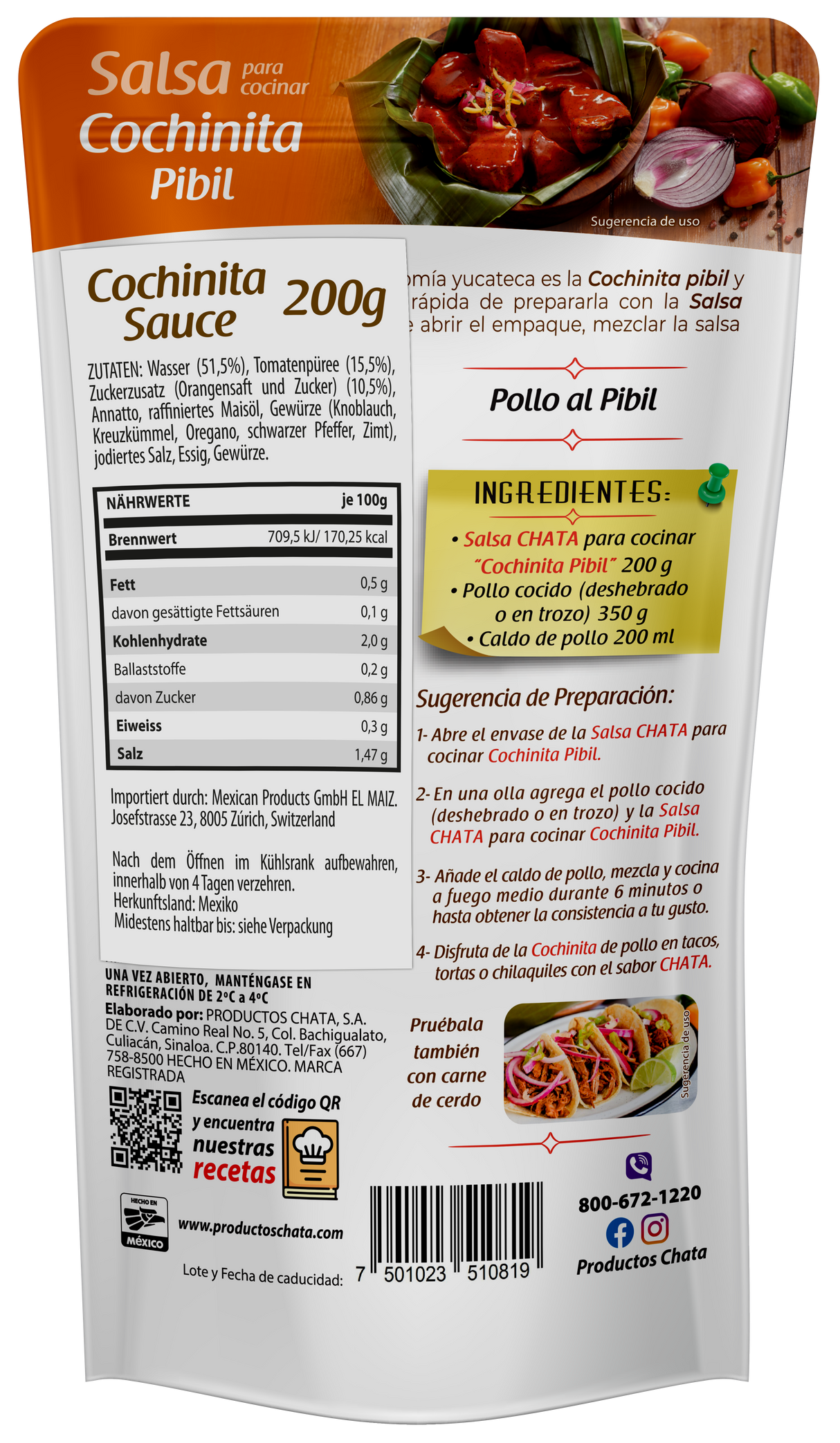 Salsa para Cochinita Pouch 200g - CHATA