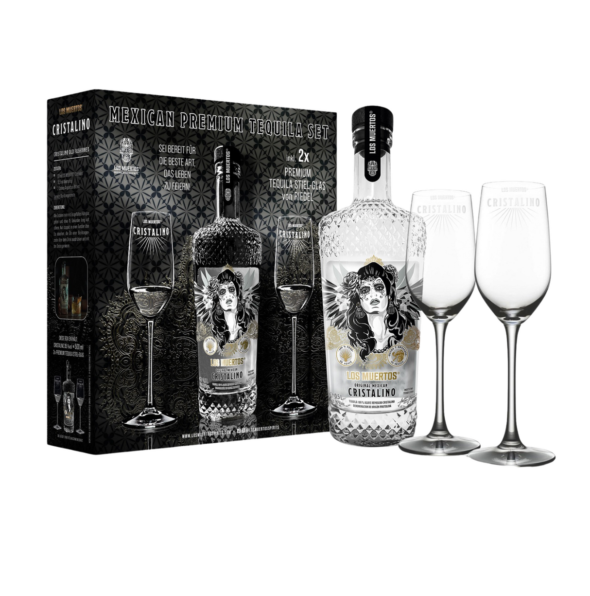 SET - Tequila Reposado Cristalino 500 ml - LOS MUERTOS