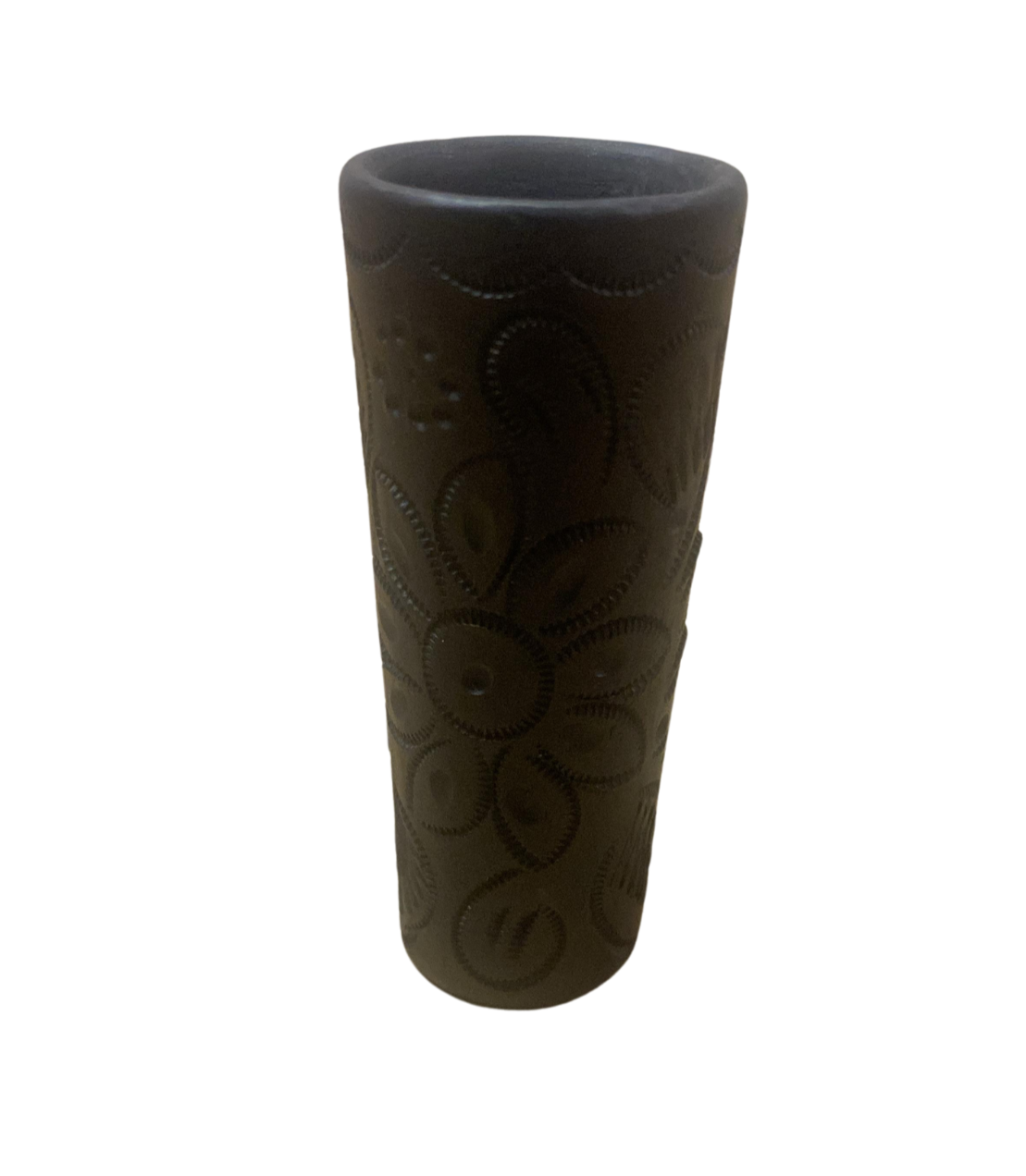 Shot Tequileros Grabado con Flores Barro Negro