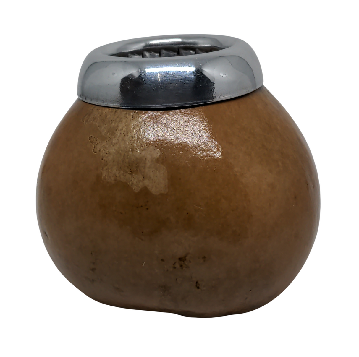 Mate - Calabaza Natural con borde plateado (Virola)