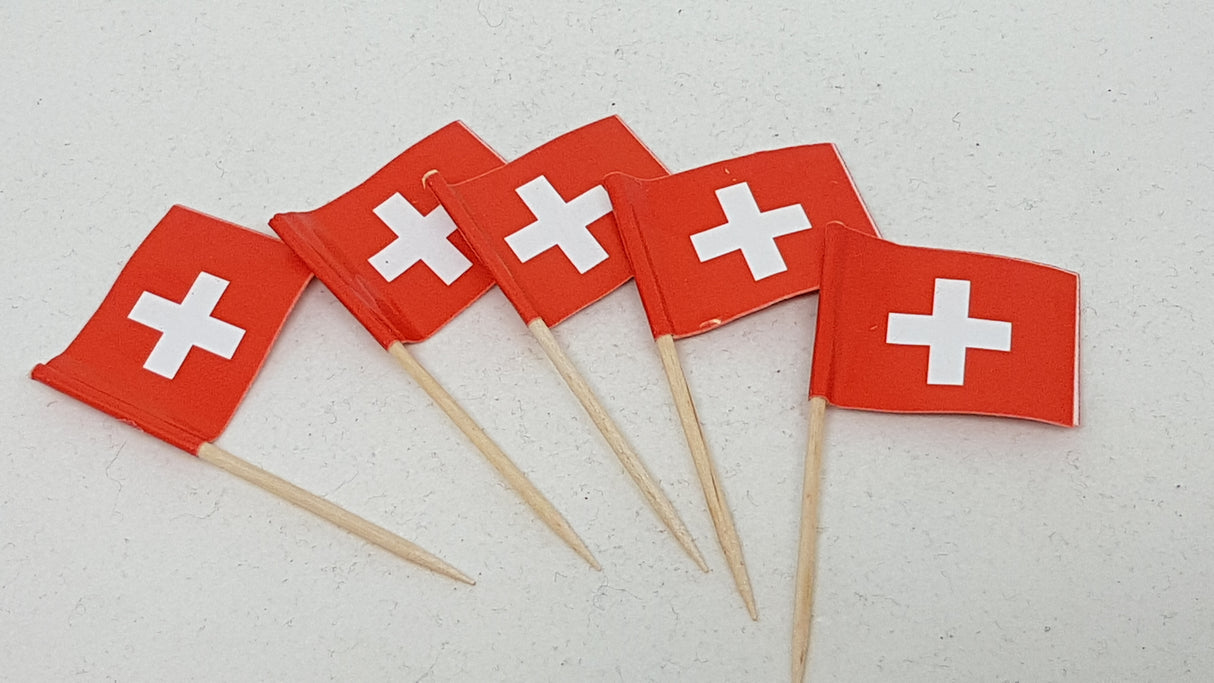 Palillos BANDERA de Suiza 50 piezas