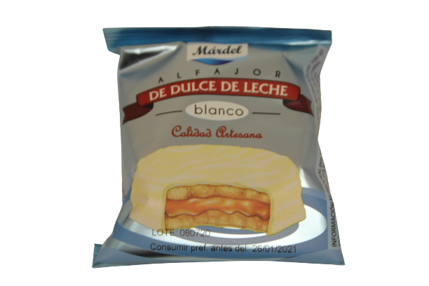 Alfajor de dulce de leche Blanco 50 gr - MARDEL