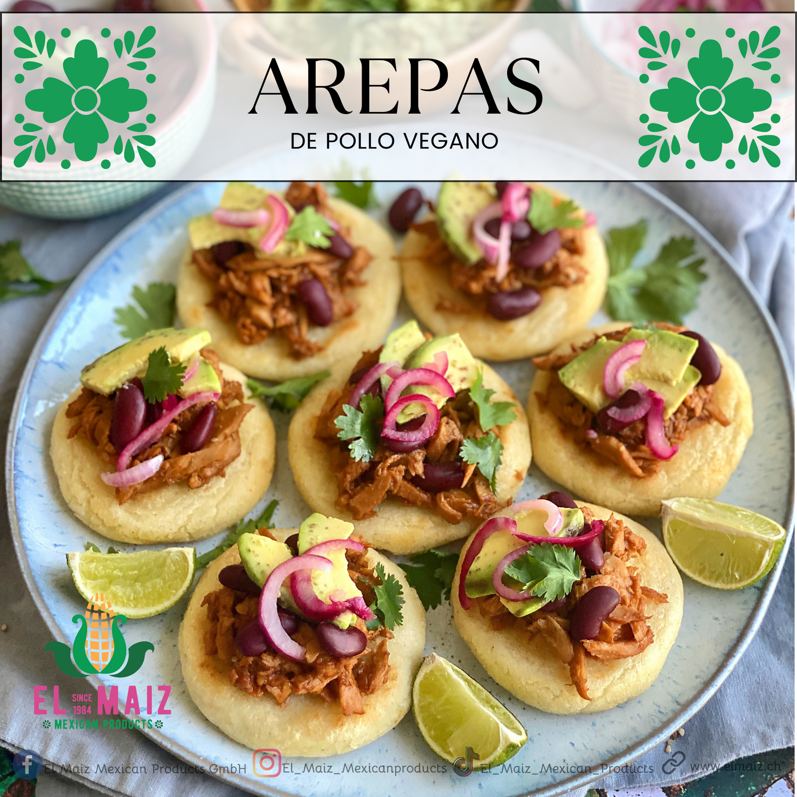 Arepas con “Pollo” Adobado