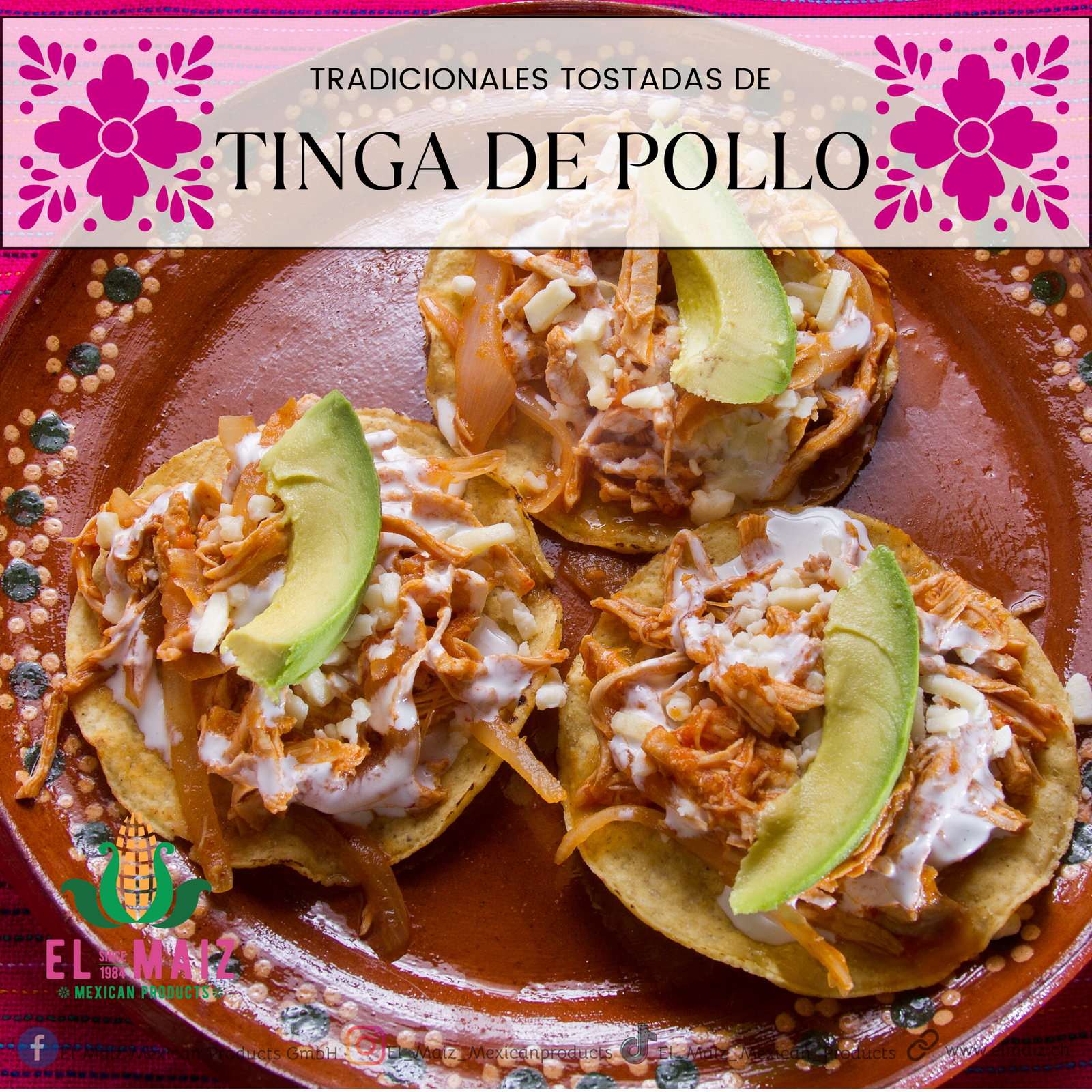 Tostadas de tinga de pollo