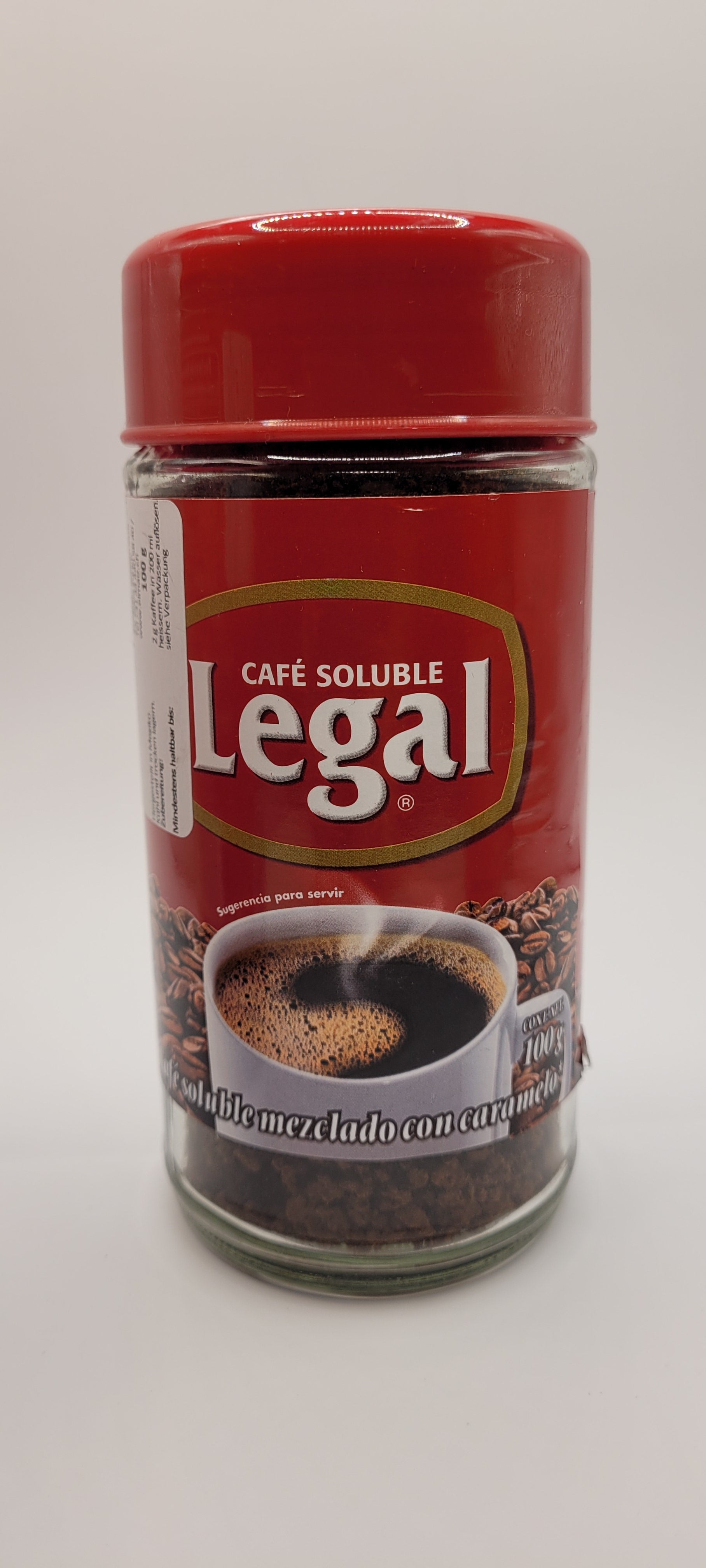 Cafe Soluble con Azucar Caramelizada en frasco de 100 gr LEGAL