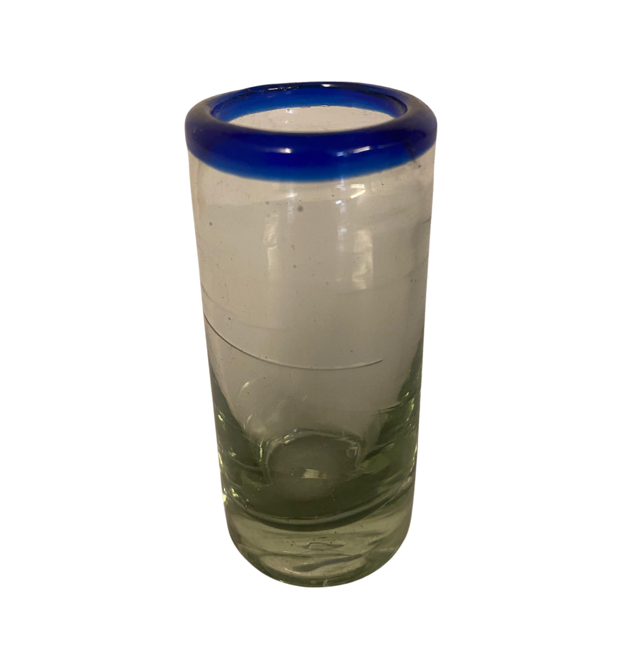 Shot Tequilero vidrio soplado orilla Azul (Pieza)