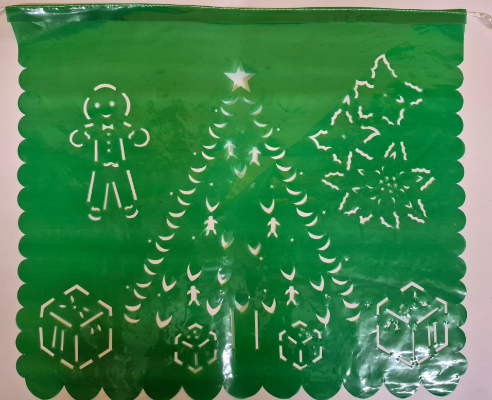 Papel picado de Navidad de plástico - 10 hojas con 5 metros