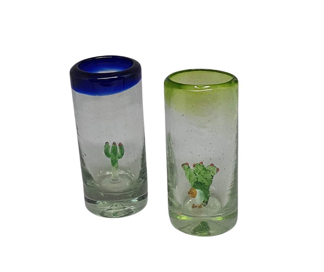 Shot Tequilero Vidrio Soplado Decorado Varios