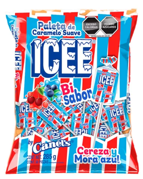 Paleta ICE bi sabor (cereza y Mora Azul) 7.5 g