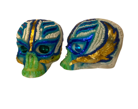 Calaverita de azucar (calavera) MASCARA DE LUCHADOR  14 CM - DIA DE MUERTOS