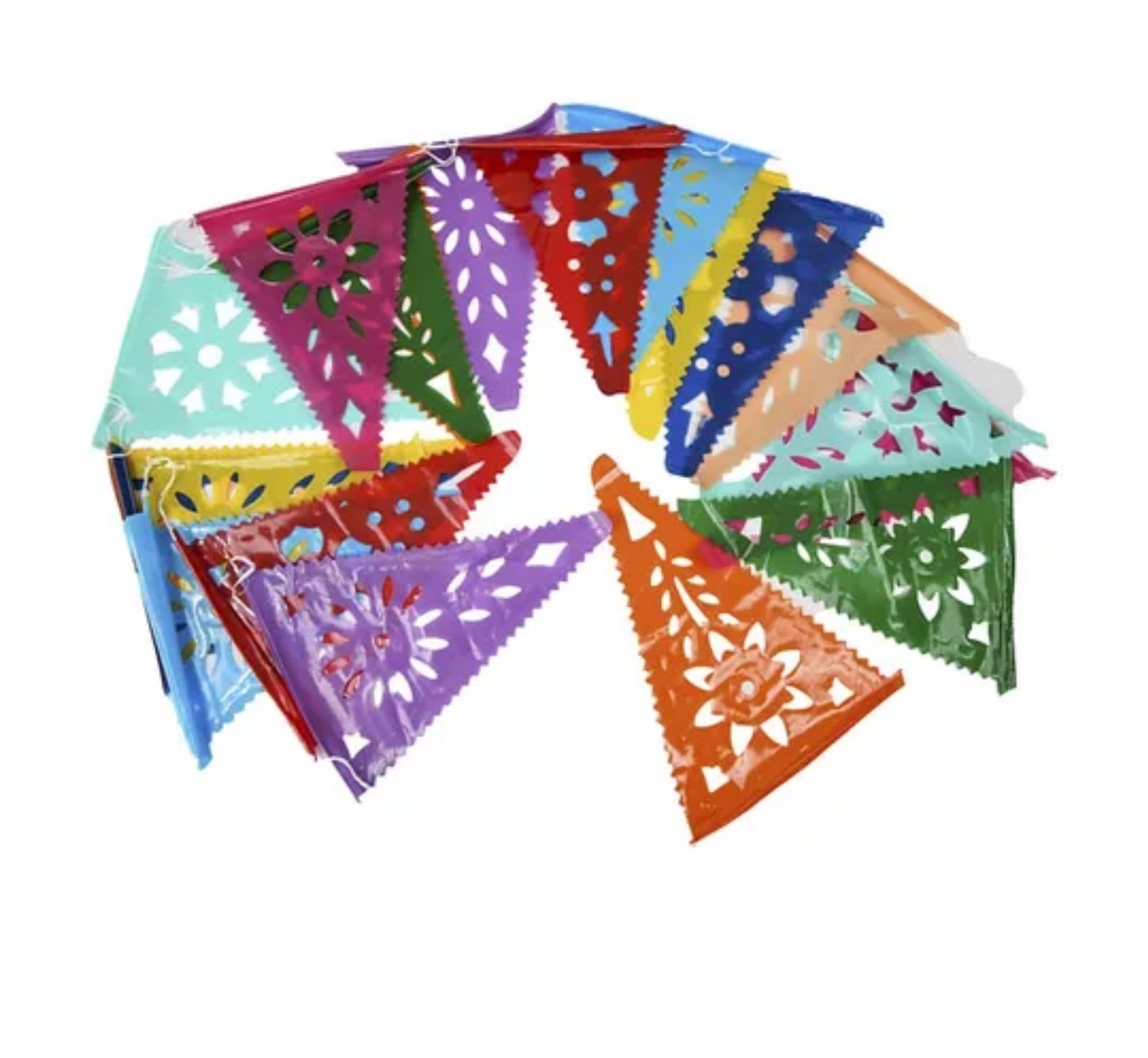 Papel Picado Triangulo Guia Chica Colores 16.5 x 9.5 cm