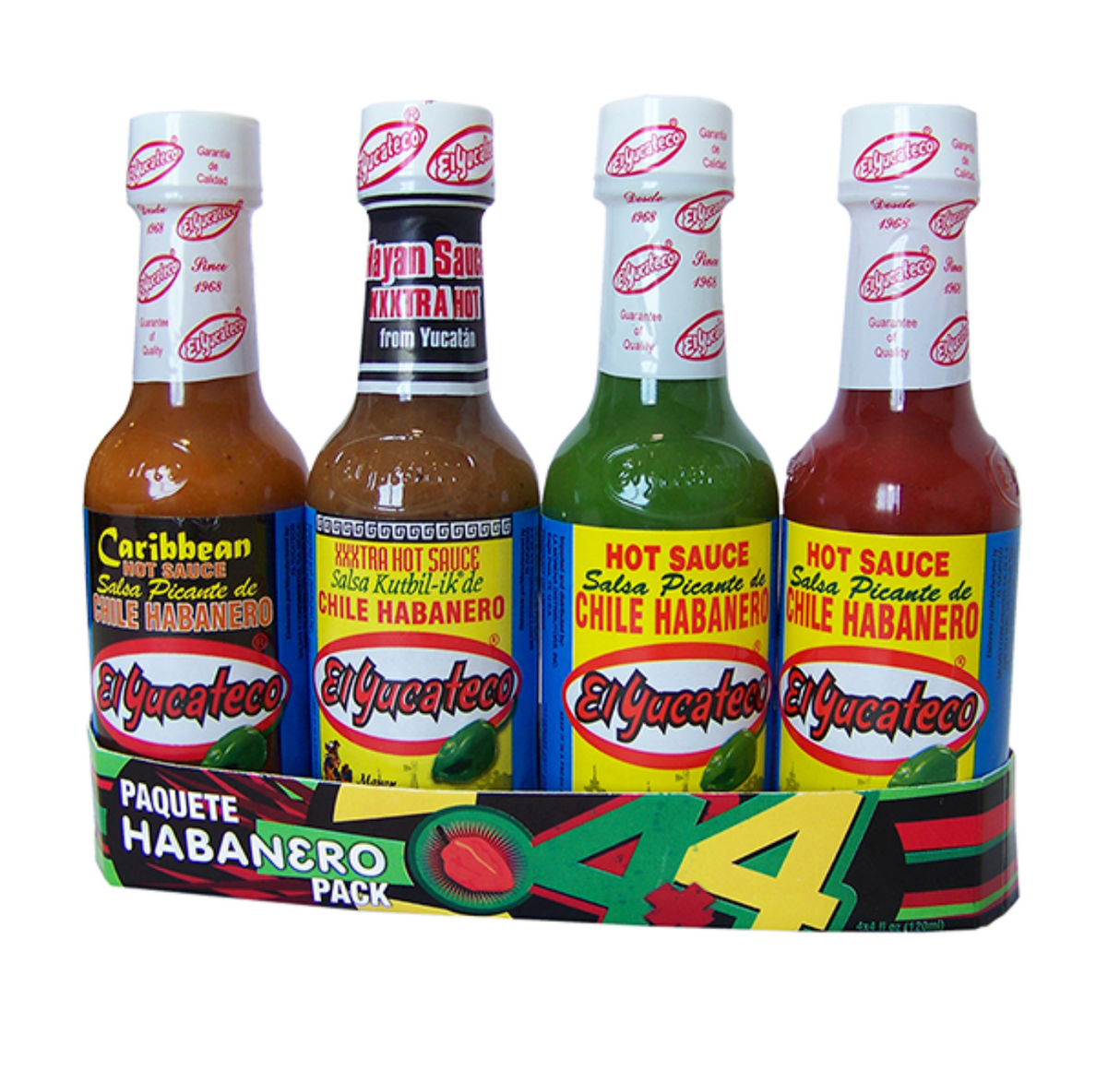 Set de Cuatro salsas de Chile Habanero 120 ml  - EL YUCATECO