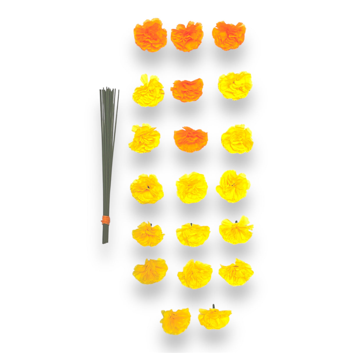 Flores con tallos Amarillas y Naranja DIA DE MUERTOS