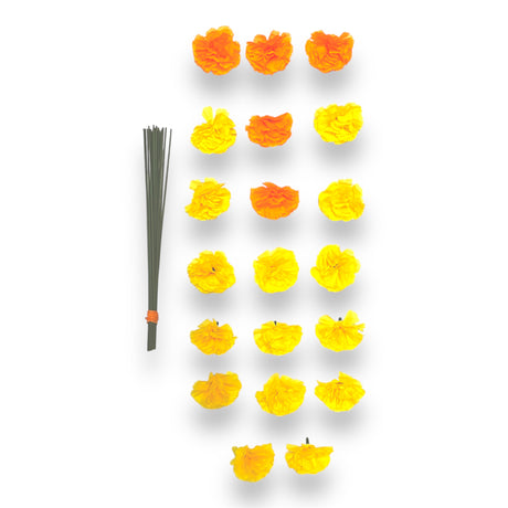 Flores con tallos Amarillas y Naranja DIA DE MUERTOS