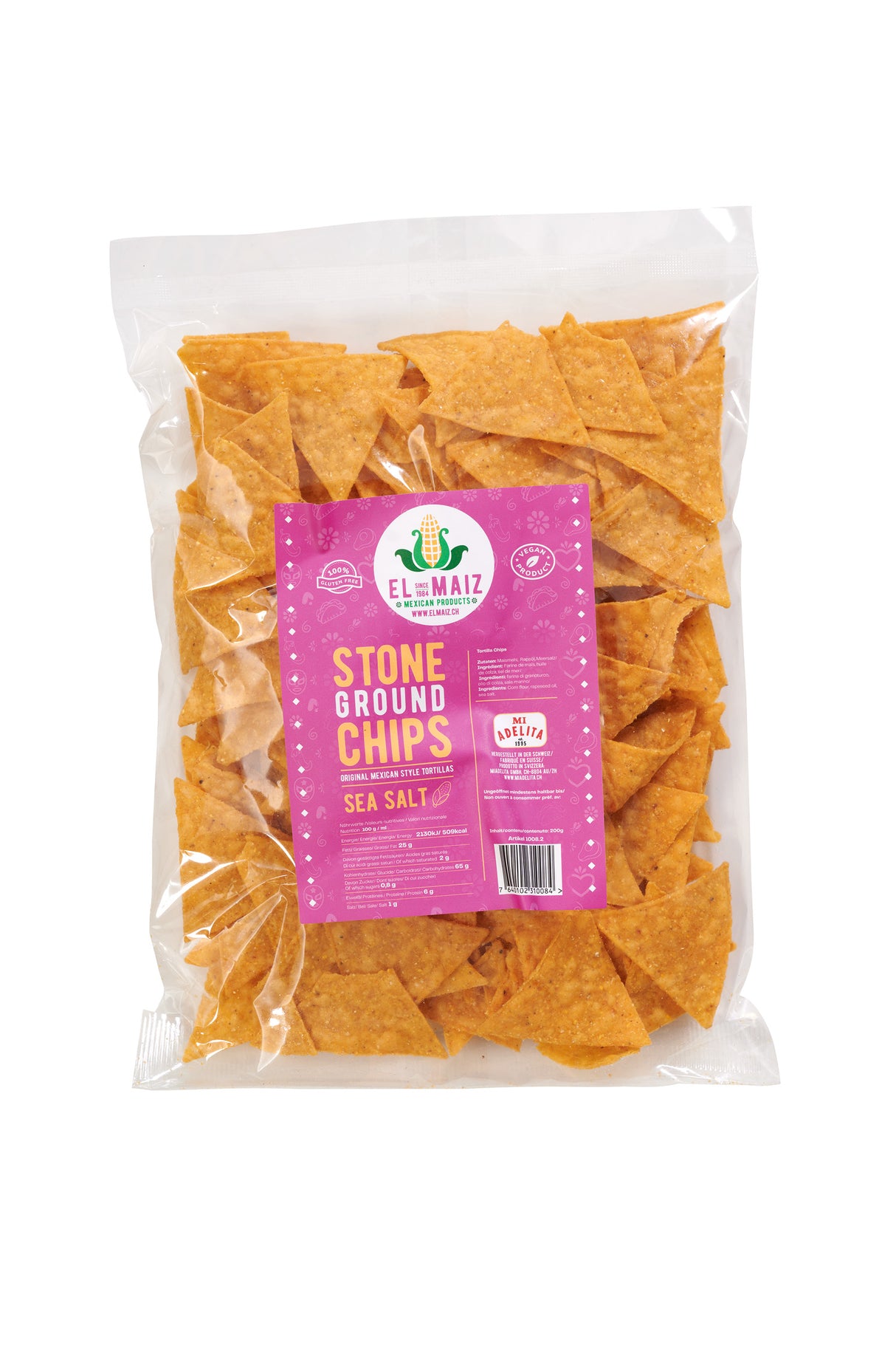 Tortilla Chips EL MAIZ al natural con sal marina 200g MI ADELITA