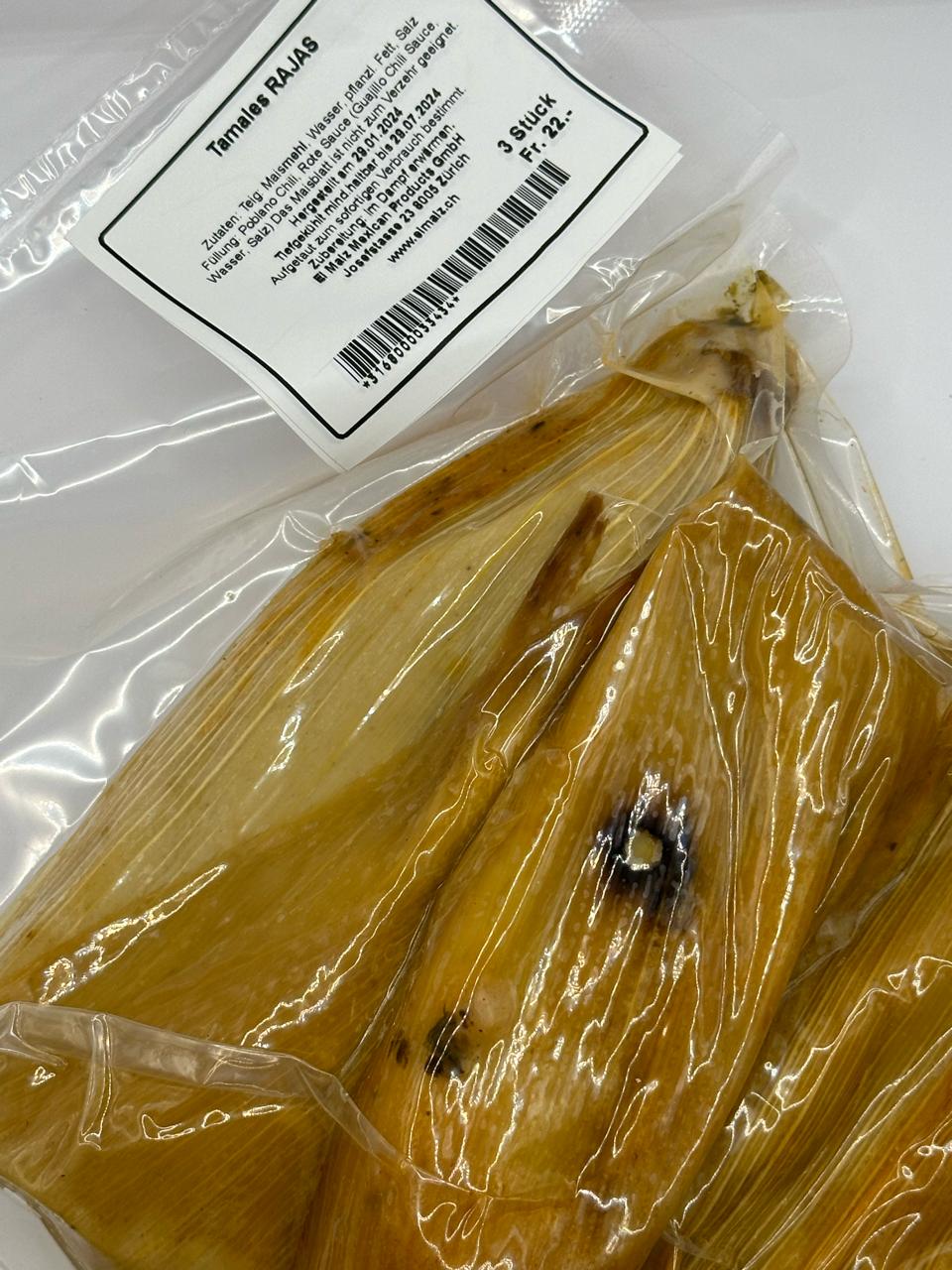 Tamales de  rajas de 3 piezas