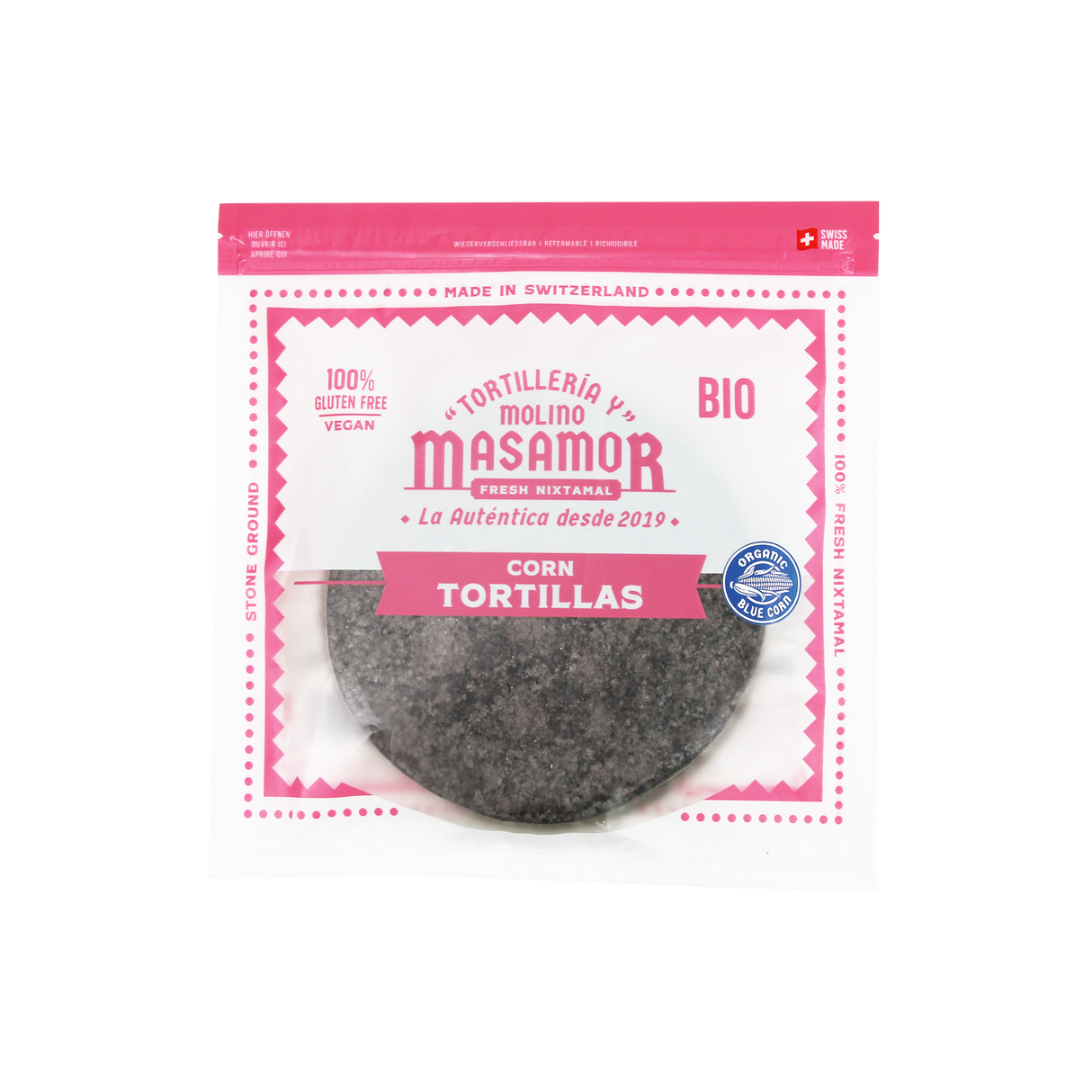 Tortillas BIO de Maíz Azul 500g 14 cm -  MASAMOR