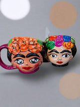 Taza Frida Kahlo pintada a mano varios colores