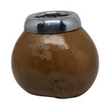 Mate  - Calabaza Natural con borde plateado (Virola)