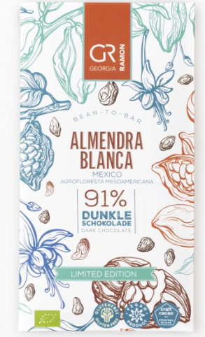 Chocolate obscuro 91% con Almendra Blanca