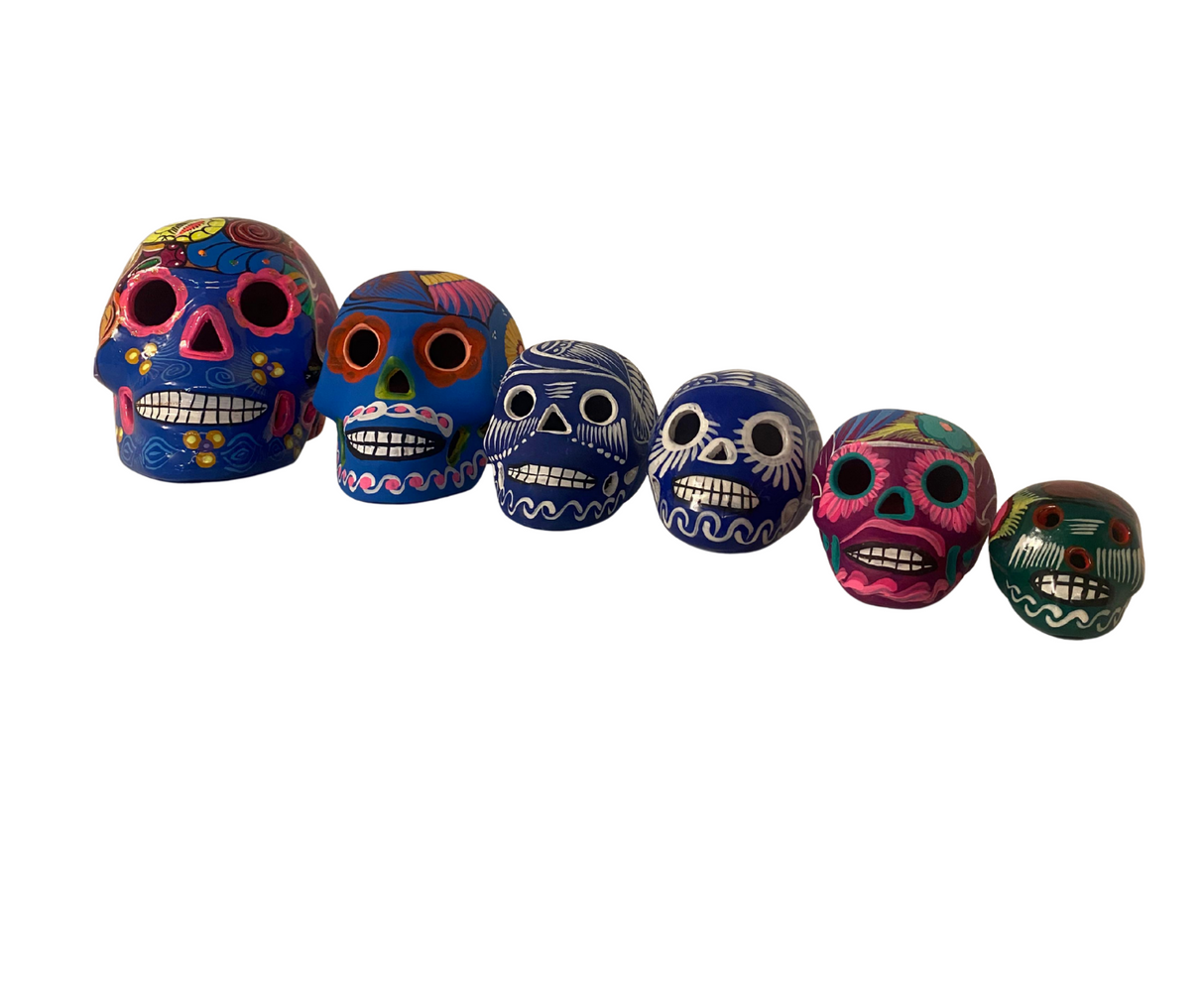 Craneo de Barro Mediano 7.5 x 10.5 cm  - CALAVERA DE DIA DE MUERTOS