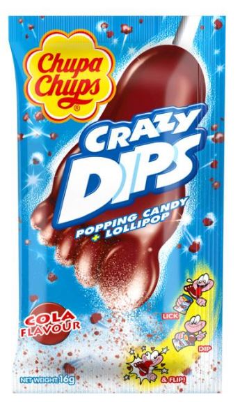 Crazy Dips Cola - popping candy + lollipop - CHUPA CHUPS