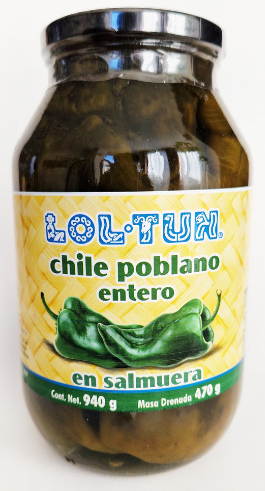 Chile Poblano Entero 940g LOL-TUN