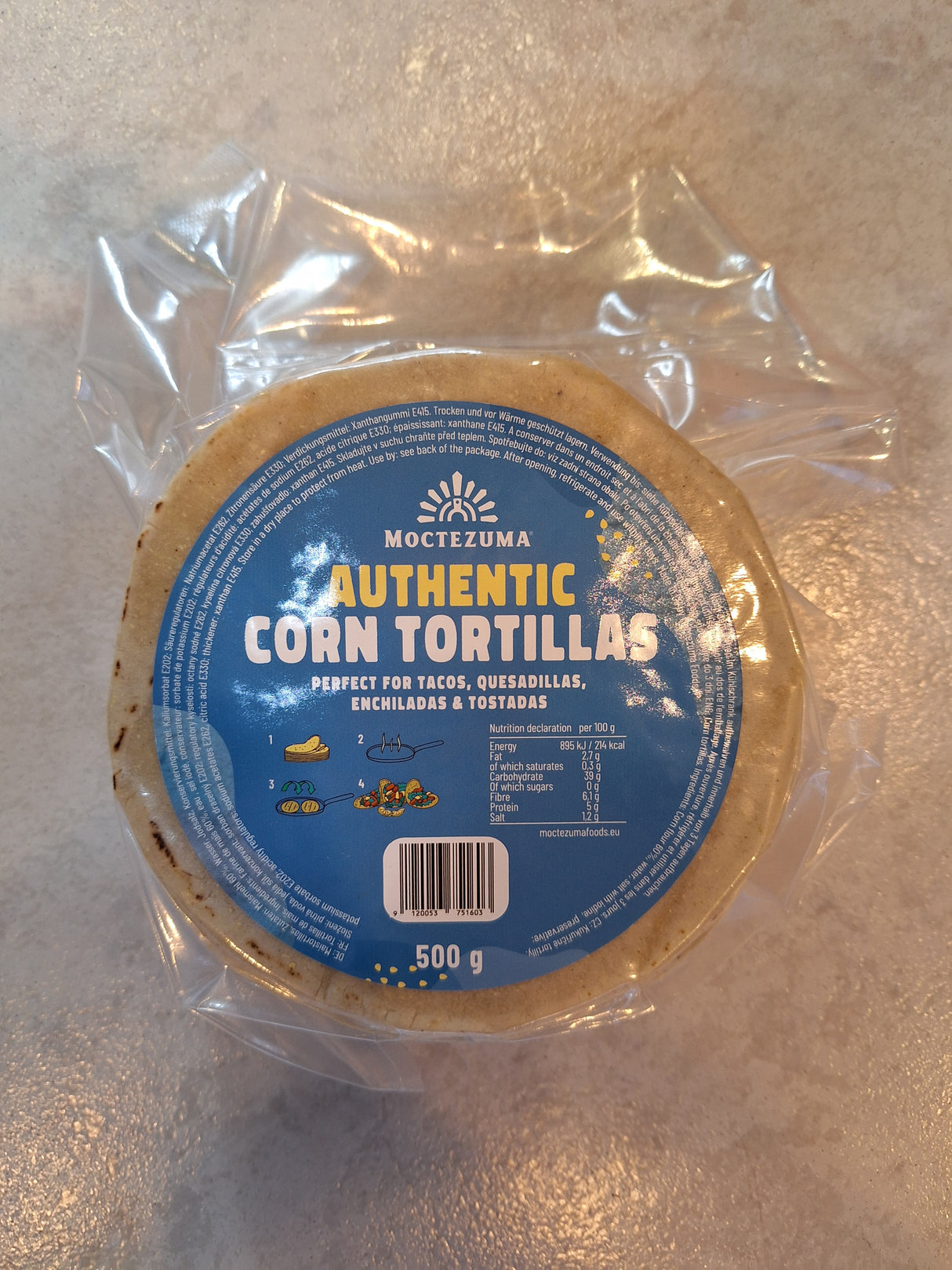 Tortilla TAQUERA AMBIENTE 12 cm 500 g  MOCTEZUMA