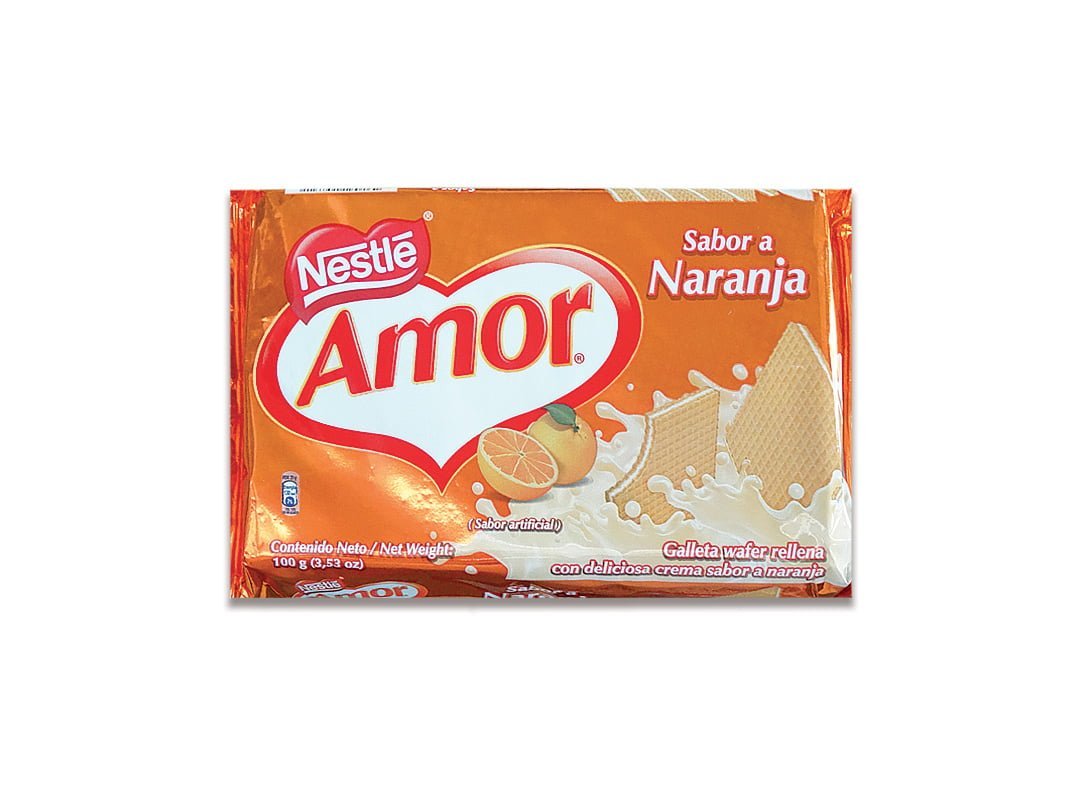 **DESCUENTO 50%*Galletas Wafer Amor Naranja 100 g FECHA DE CADUCIDAD 25.03.2025
