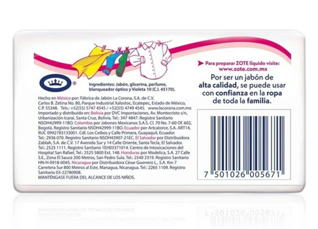 Jabón ZOTE Rosa 400 gr