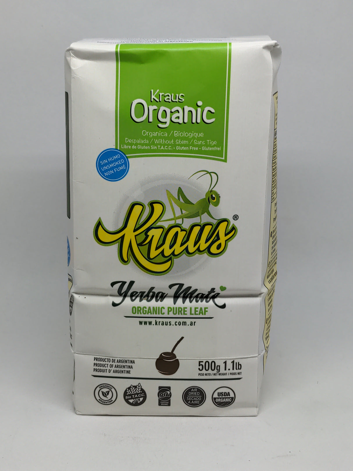 Yerba Mate BIO y Faire Trade DESPALADA (Pure Leaf) 500 gr - KRAUS