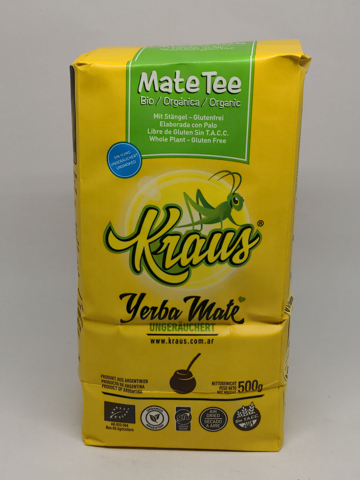 Yerba Mate Orgánica Fair Tade & sin humo 500 gr - KRAUS