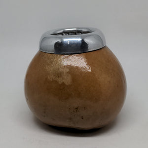 Mate  - Calabaza Natural con borde plateado (Virola)