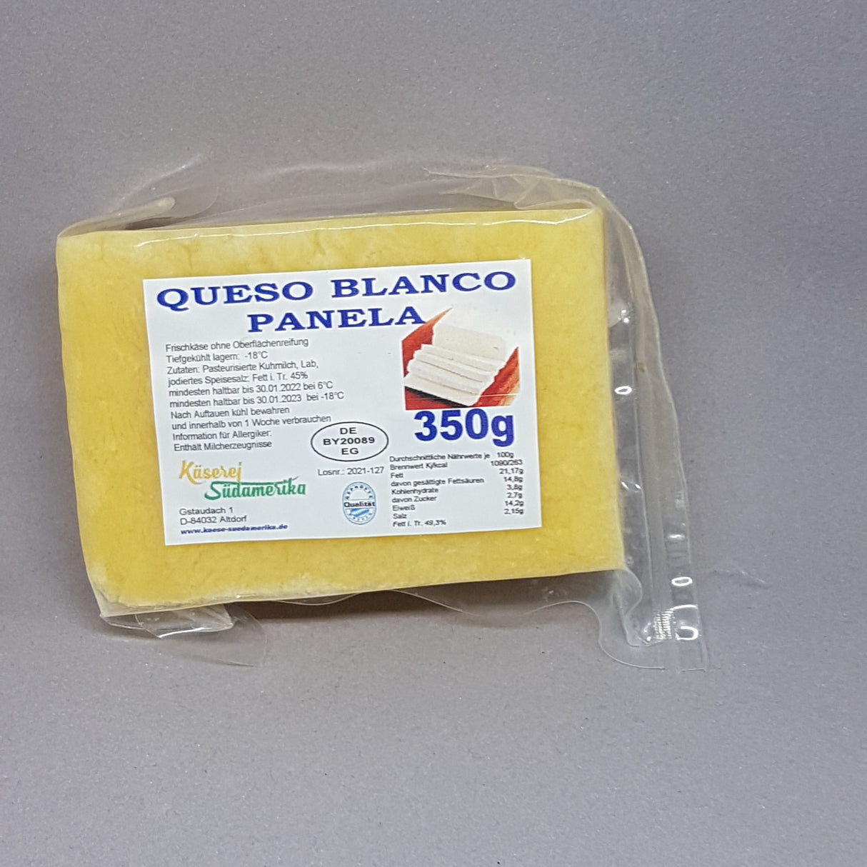 Queso "Panela" congelado 350g  SUDAMERIKA