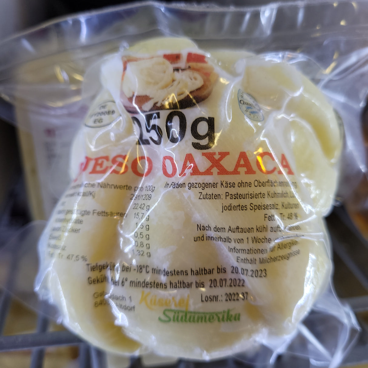 Queso "Oaxaca" 250gr congelado SUDAMERIKA