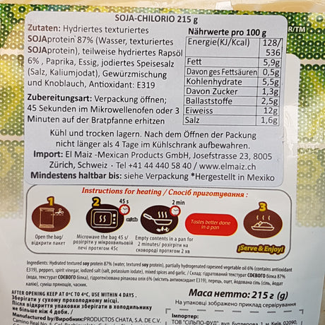% REBAJA 50% VEGAN Chilorio de Soja  215 gr LA CHATA (Cad 29.12.23)