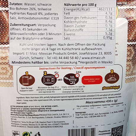%REBAJA 50% Frijoles refritos negros 430 gr LA CHATA (Cad 29.12.23)VEGAN