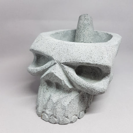 Molcajete Calavera en piedra vulcanica (20 x 12 cm)