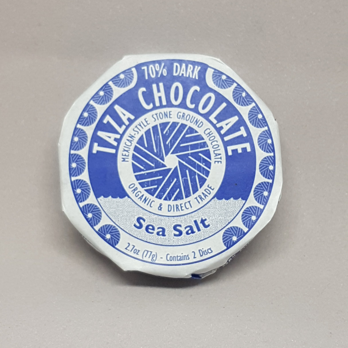 Chocolate Estilo Mexicano 70% Dark Negro con Sal Marina 77 gr Taza Chocolate