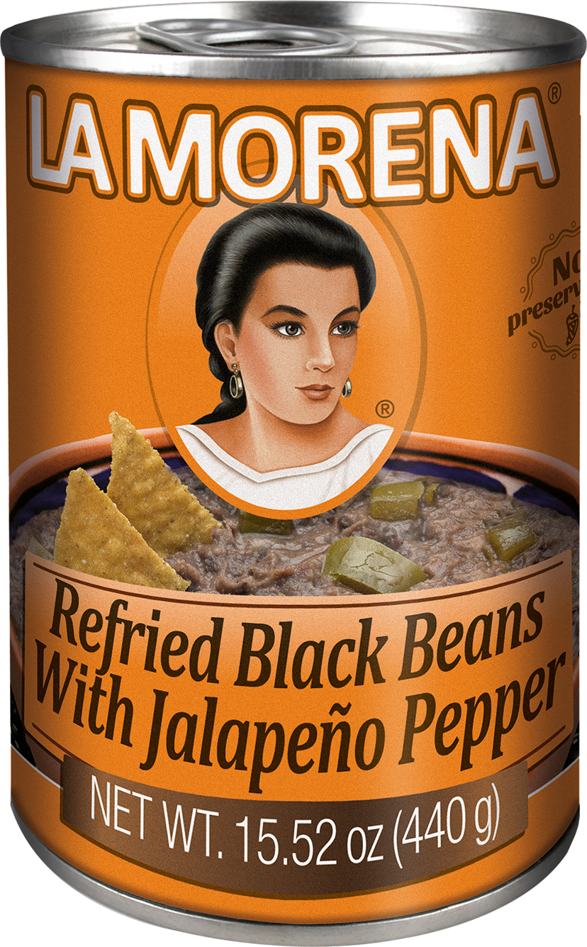 Frijoles Negros Refritos con Jalapeño 440g LA MORENA