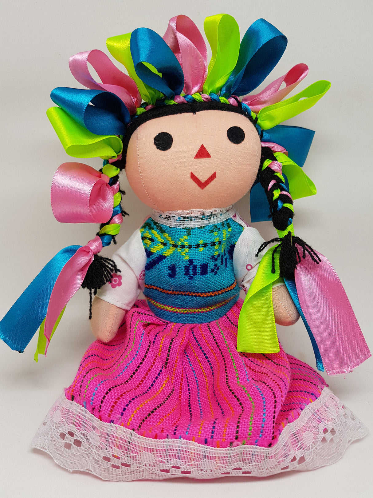 Muñeca GRANDE 29 cm - Mazahua de trapo - Muñeca Mexicana tradicional hecha a mano